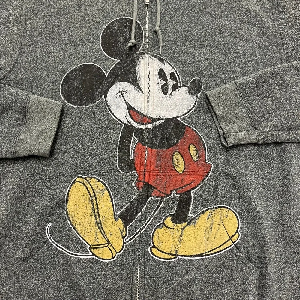 Disney Parks Mickey Mouse Full Zip Hoodie Sweatshirt Gray Size XXL